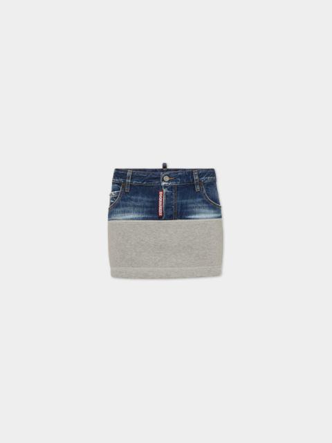 JERSEY AND DENIM SKIRT