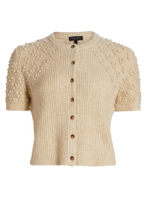 rag & bone Women's Sierra Textured-Knit Short-Sleeve Cardigan - Ivory