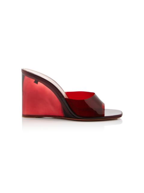 Amina Muaddi Lupita PVC Wedge Sandals red