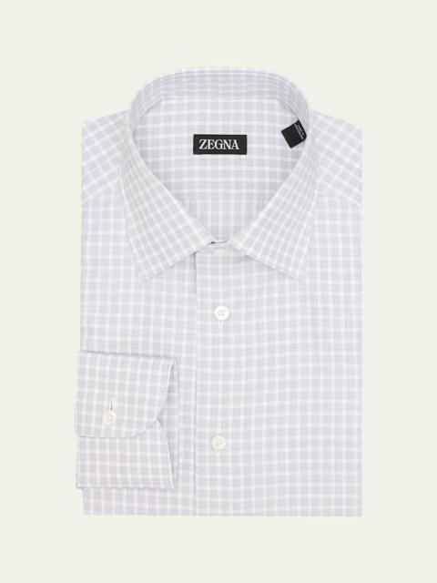 ZEGNA Men's Plaid Cotton Dress Shirt
