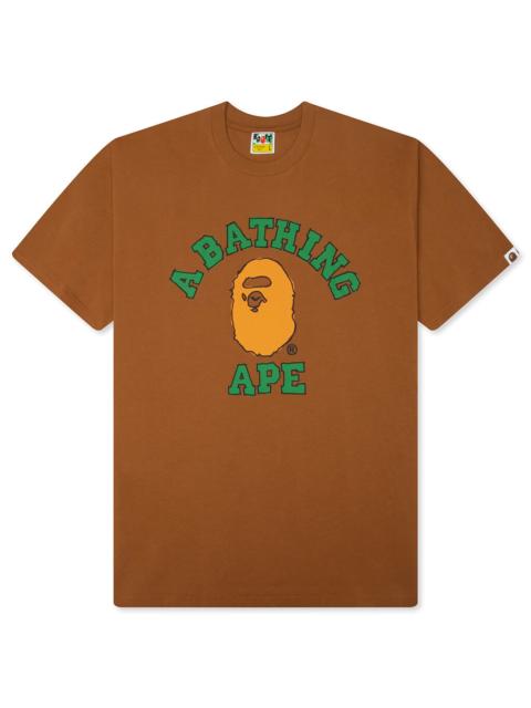 A BATHING APE® HAND DRAWN COLLEGE RELAXED FIT TEE - BEIGE