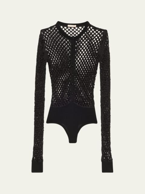 diotima Zora Crystal Mesh Bodysuit