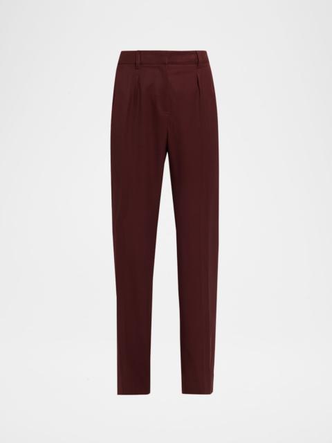Max Mara Cannes Pleated Straight-Leg Wool Pants