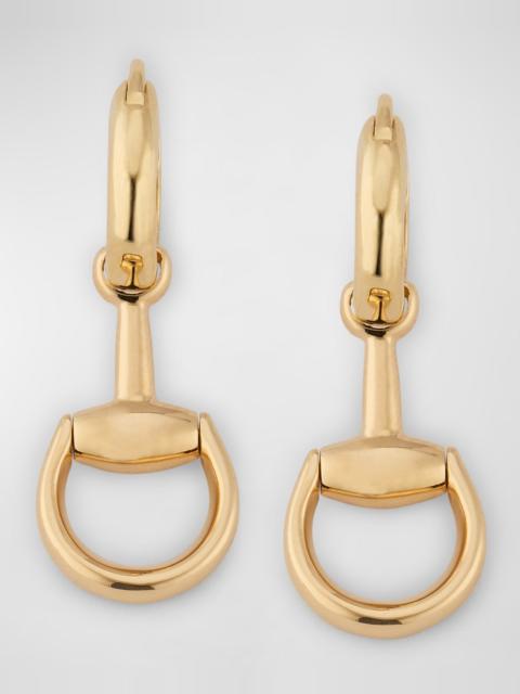 GUCCI 18K Yellow Gold Horsebit Drop Earrings