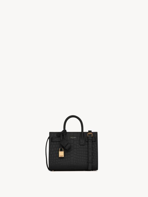 SAC DE JOUR NANO IN MATTE CROCODILE EMBOSSED LEATHER