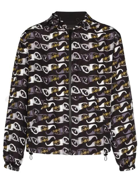 hooded sunglasses-print jacket