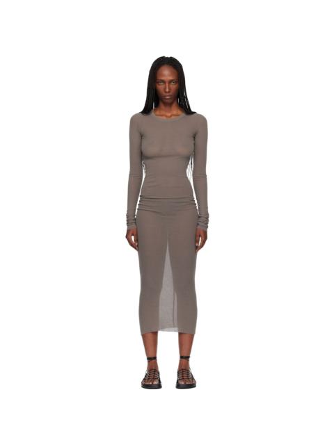 Rick Owens Gray Temple Rib LS Midi Dress