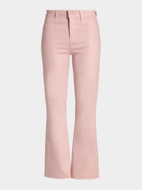 L'AGENCE Kendra High-Rise Coated Crop Flare Jeans