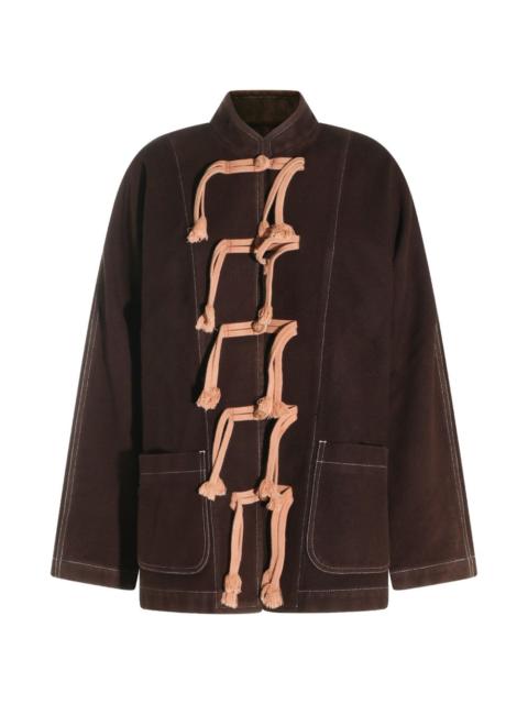 UMA WANG contrast-stitch toggle-fastening jacket
