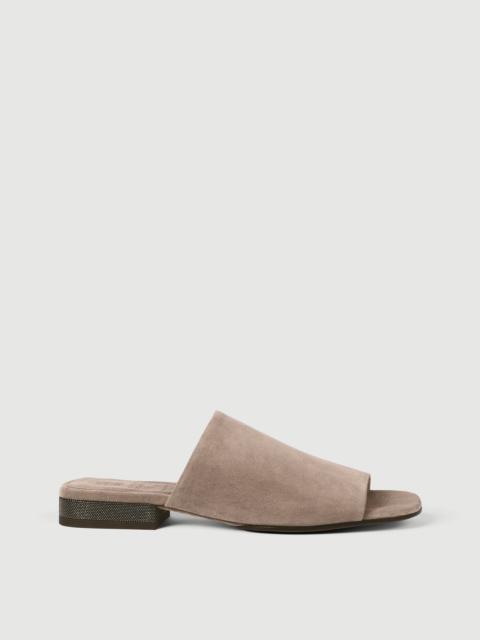 Brunello Cucinelli Suede mules with monili