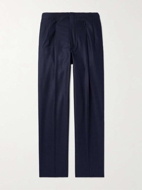Joetsu Straight-Leg Pleated Wool and Cashmere-Blend Trousers