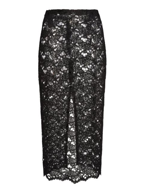 LUDOVIC DE SAINT SERNIN Lace Pencil Cut Skirt black