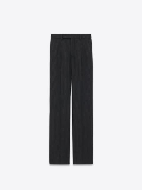 SAINT LAURENT flared pants in cotton striped wool flannel