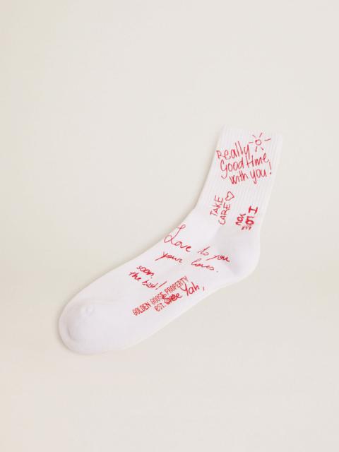 Golden Goose White socks with red lettering print