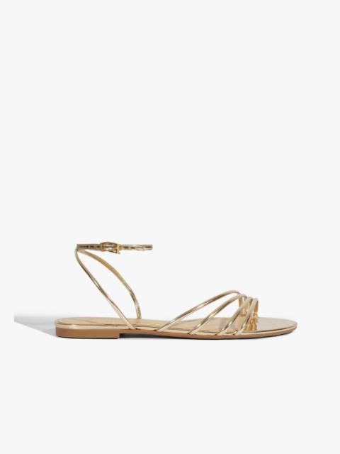 SCHUTZ Inez Gold Leather Flat Sandal