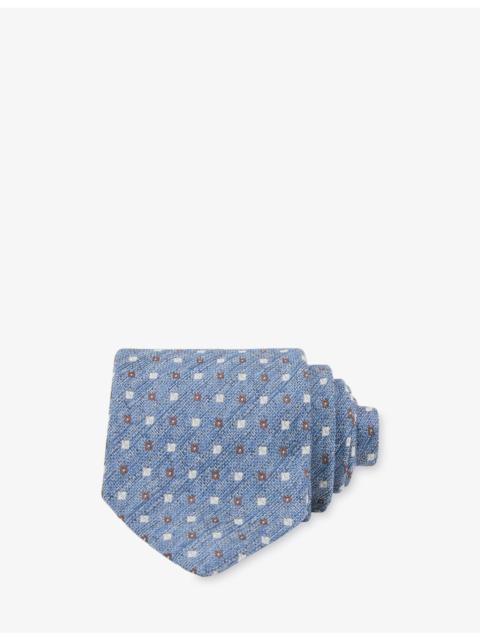 REISS Salvatore Micro-Square Linen, Silk And Blend Tie