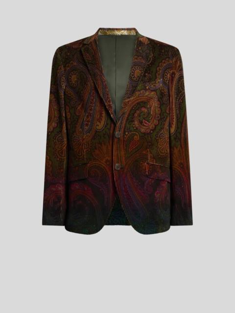 Etro SINGLE-BREASTED COTTON CORDUROY JACKET WITH PLACED DEGRADÉ PAISLEY PRINT
