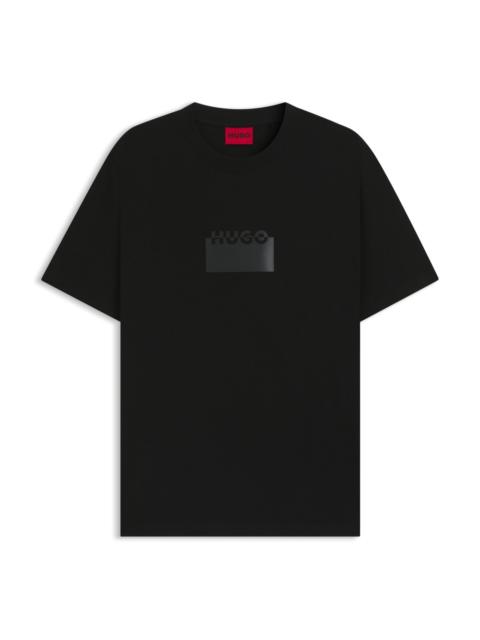 HUGO COTTON JERSEY T-SHIRT WITH MIXED-PRINT LOGO