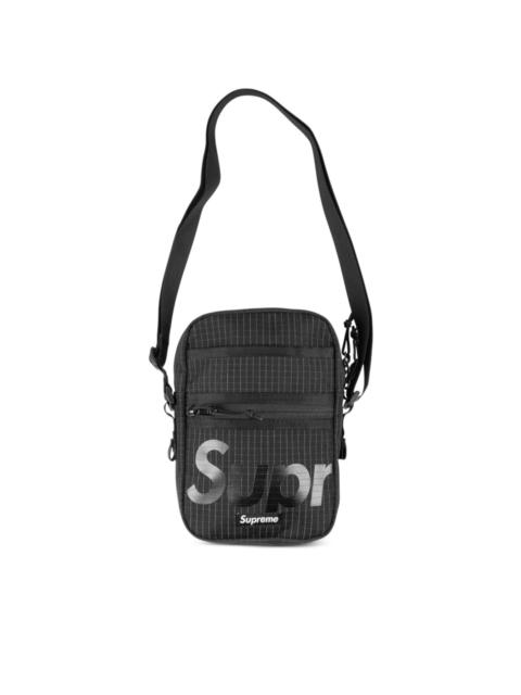 logo-print grid-pattern shoulder bag