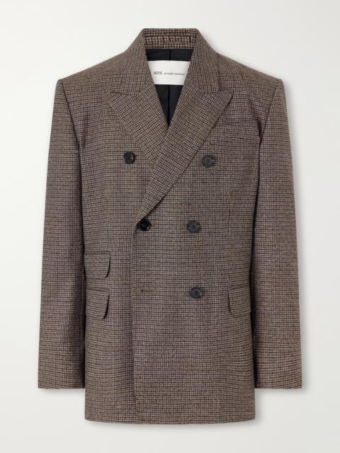 AMI Paris Double-Breasted Houndstooth Virgin Wool Blazer