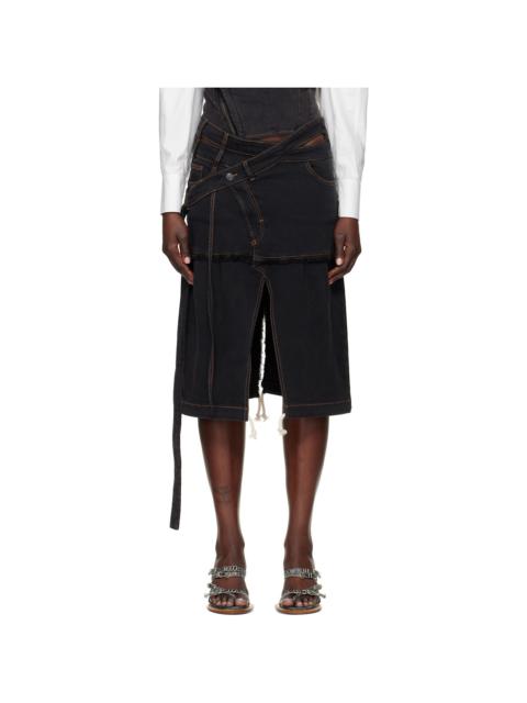 OTTOLINGER Gray Signature Wrap Denim Midi Skirt