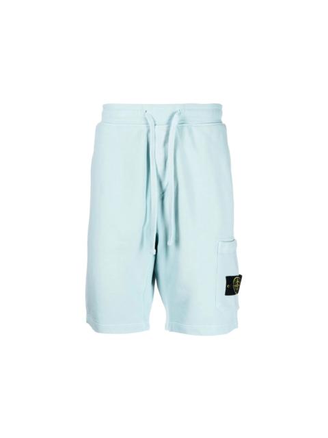 Stone Island Stone Island 64651 Cotton Fleece Garment Dyed Shorts Light Blue
