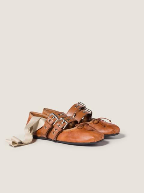 Miu Miu Nappa and calf leather ballerinas