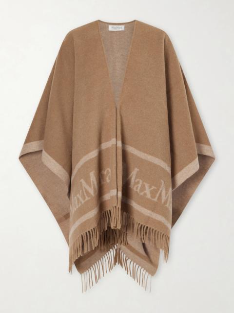 Max Mara Fringed Wool-jacquard Cape