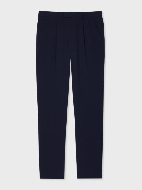 Paul Smith Navy Pleated Seersucker Check Trousers