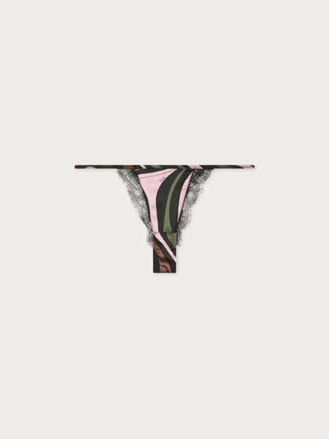 PUCCI MARMO PRINT STRETCH SILK SATIN THONG