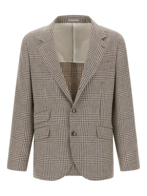 Brunello Cucinelli houndstooth check single-breasted blazer