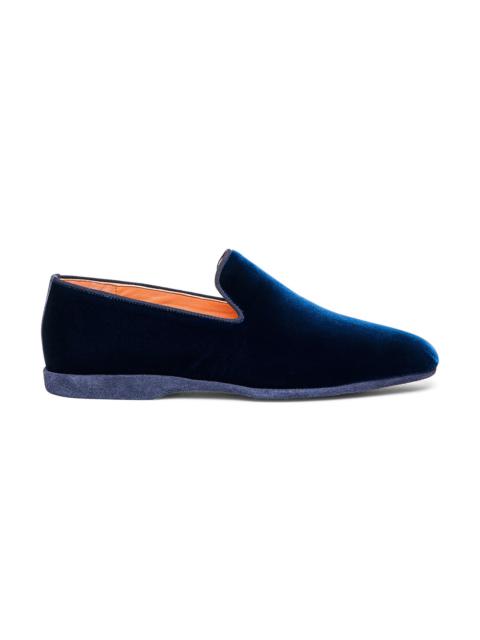 Santoni Men's blue velvet slipper