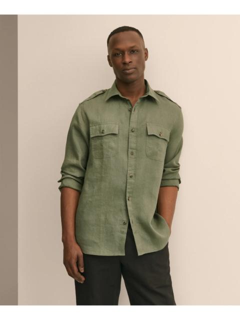 Brooks Brothers Linen Military Sport Shirt