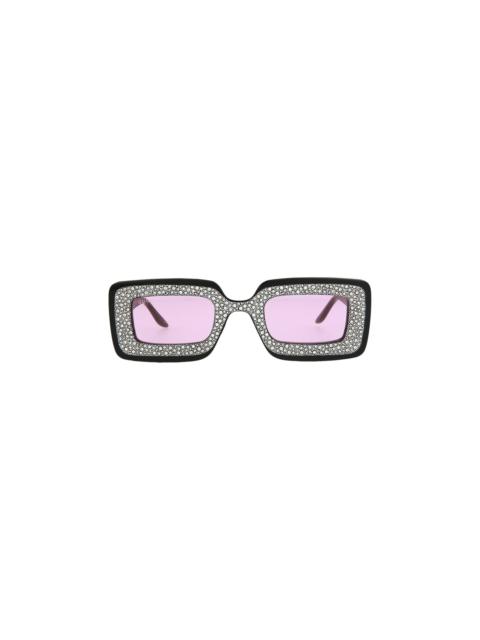 GUCCI Gucci Rectangular Frame Sunglasses 'Black/Pink'