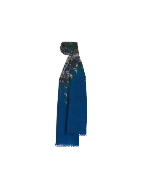 AKRIS boat print fringed scarf