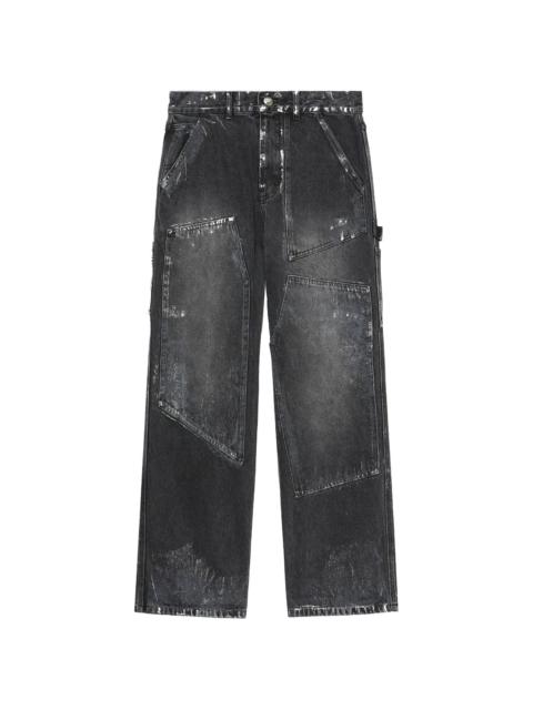distressed patchwork wide-leg jeans