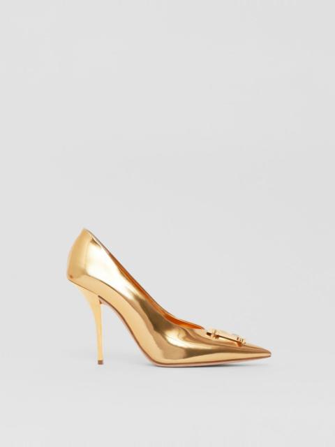 Burberry Monogram Motif Metallic Leather Pumps