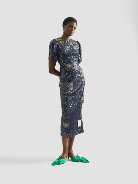 EMBROIDERED SEQUINS MIDI DRESS