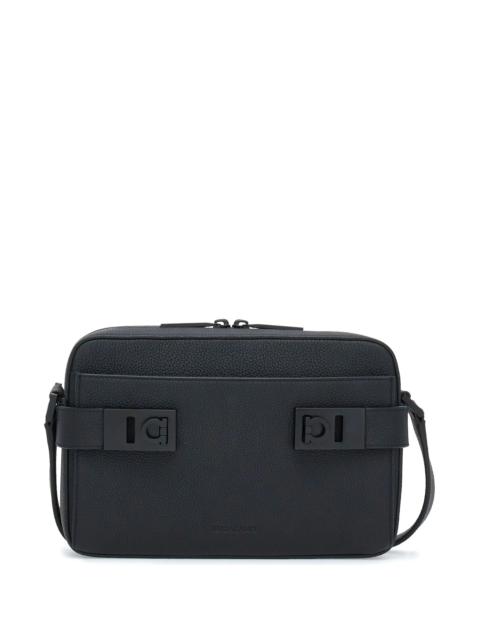 FERRAGAMO Ferragamo Gancini Buckle Embellished Leather Shoulder Bag