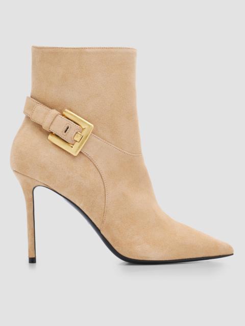 Balmain Women's Anthem 95MM Suede Ankle Boots - Biscuit