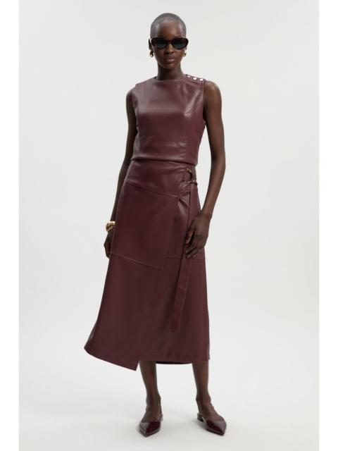 KAREN MILLEN Faux Leather Tie Detail Wrap Midi Skirt