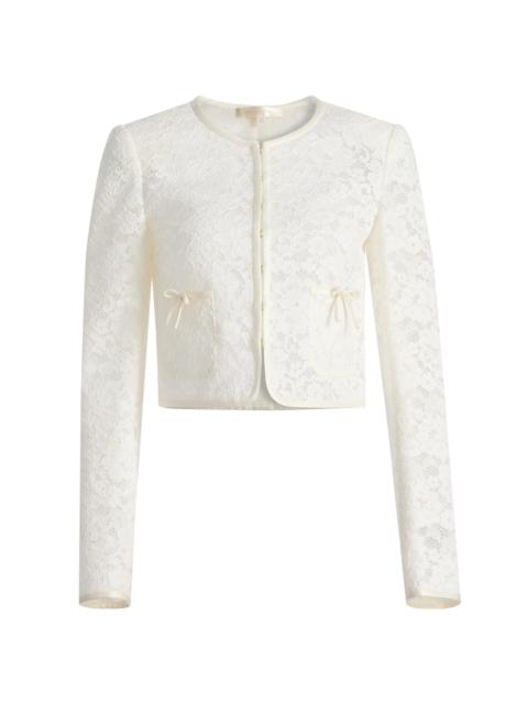 LoveShackFancy Women's Junetta Floral Lace Crop Jacket - Ivory
