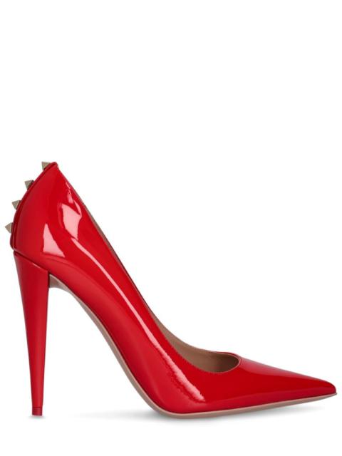 110mm Rockstud Skin patent leather pumps