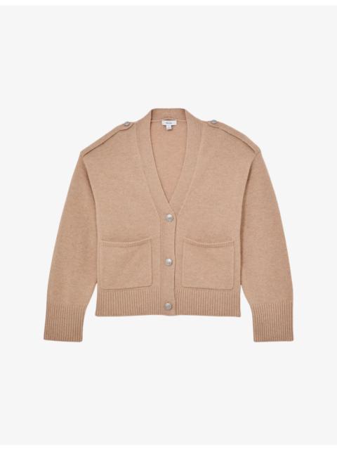 REISS Maya V-Neck Wool and Cashmere Cardigan