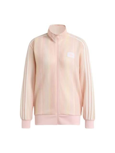 adidas (WMNS) adidas Summer Glow Knitted Firebird Track Top Asia Sizing 'Sandy Pink' KY2031