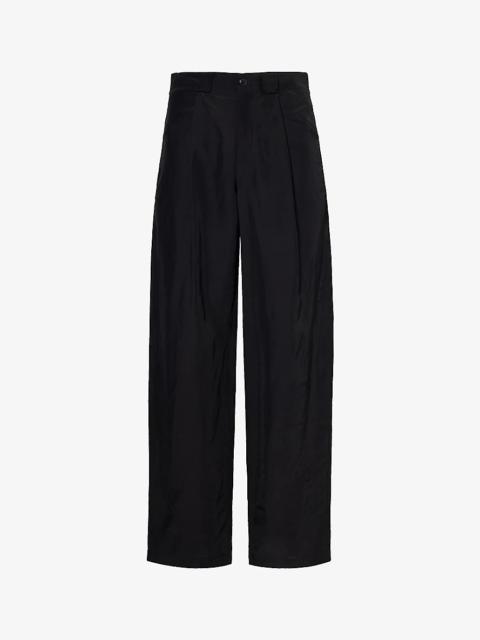 Relaxed-fit straight-leg woven-blend trousers