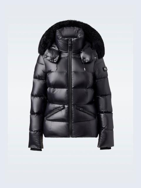MACKAGE MADALYN-ZSH Channel quilted nano down jacket with removable hood and fur trim