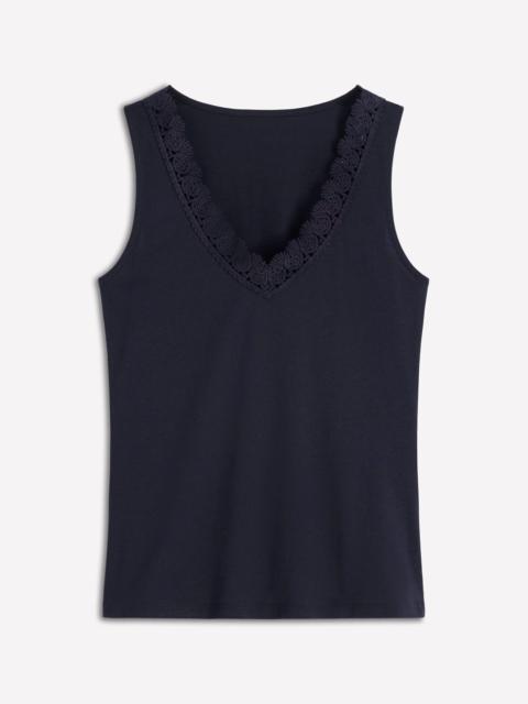 BODEN Flora Lace Trim Supersoft Vest-Navy Blazer
