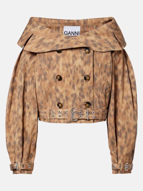 GANNI Printed cotton-blend jacket