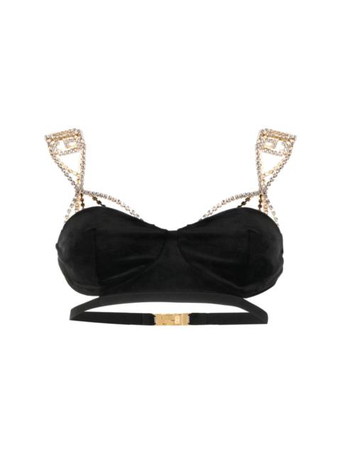 Bling crystal-embellished velvet bra